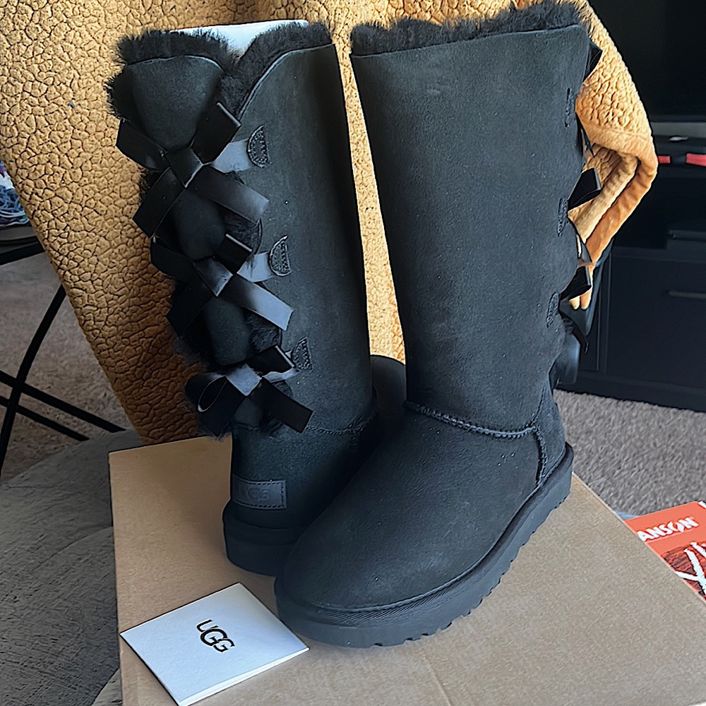 Black Bailey Bow Tall UGG Ribbon Boots